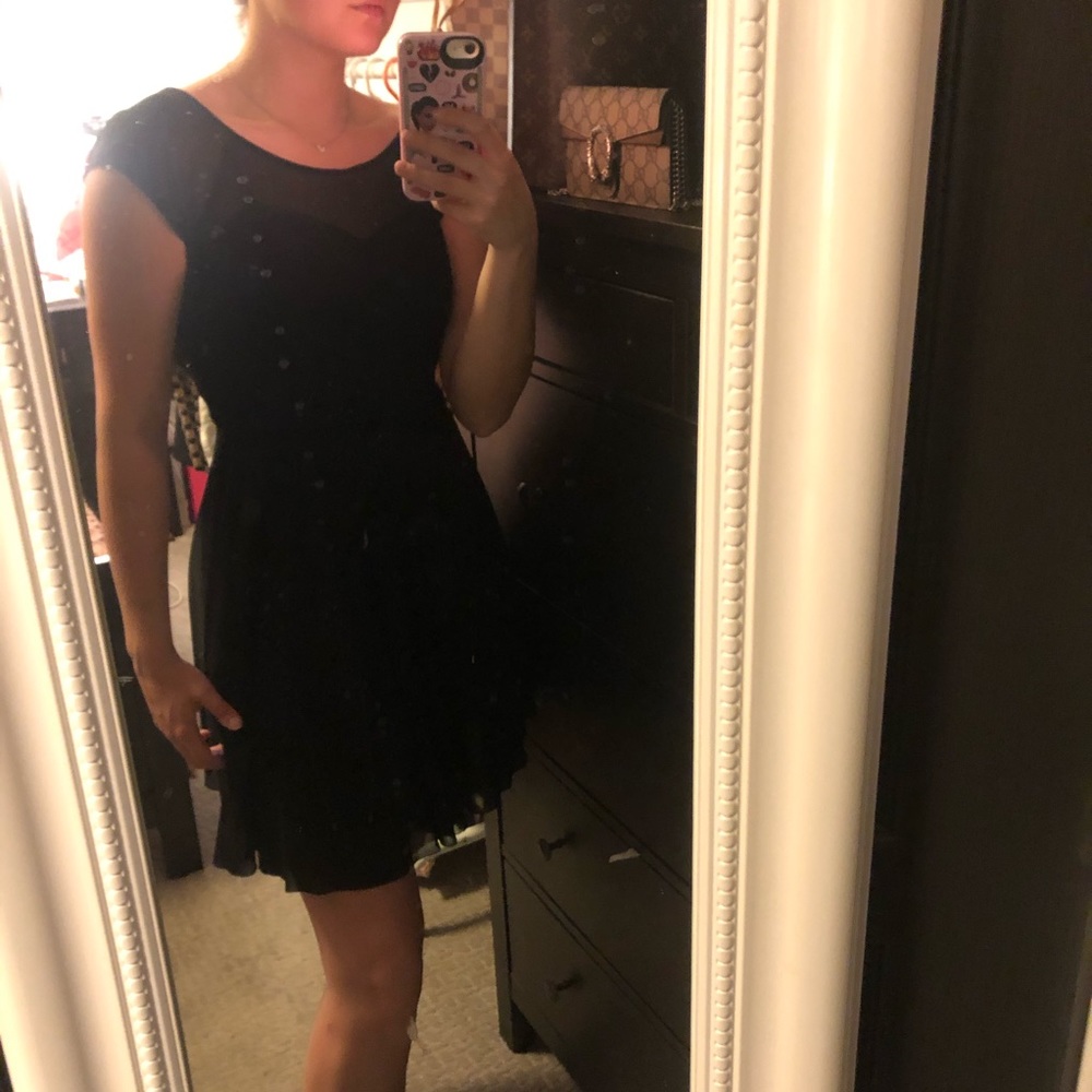 MESH GUESS BLACK DRESS LBD - Picture 2 of 4